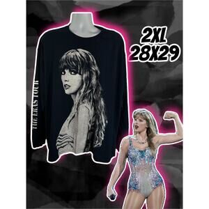 Taylor Swift The Eras Tour Black Long Sleeve T Shirt Graphic Womens Size 2XL